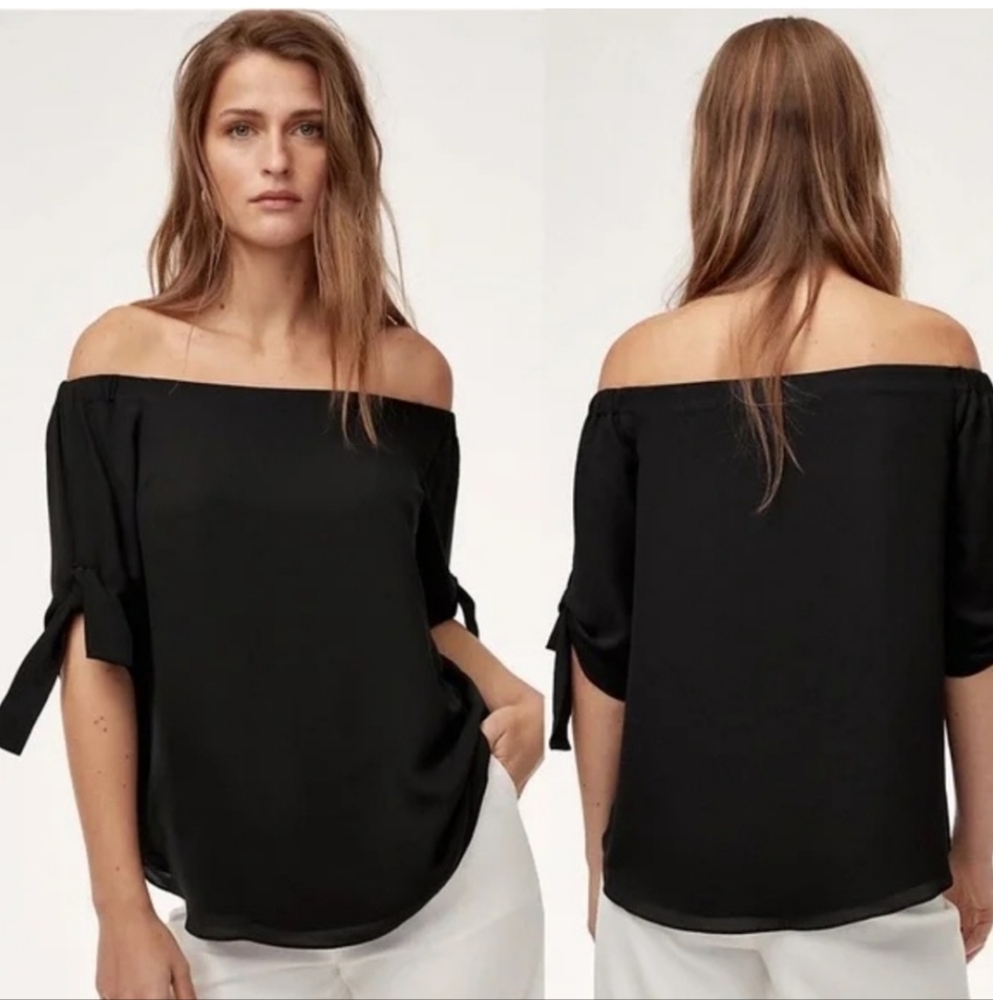 Aritzia Babaton Cotyon Poplin Malik Off The Shoulder Blouse